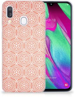 B2Ctelecom Samsung Galaxy A40 TPU Siliconen Hoesje Pattern Orange