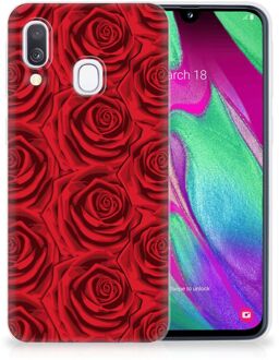 B2Ctelecom Samsung Galaxy A40 TPU Siliconen Hoesje Red Roses