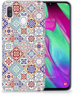 B2Ctelecom Samsung Galaxy A40 TPU Siliconen Hoesje Tiles Color