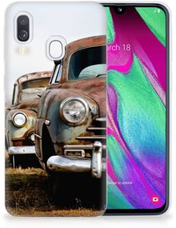 B2Ctelecom Samsung Galaxy A40 TPU Siliconen Hoesje Vintage Auto