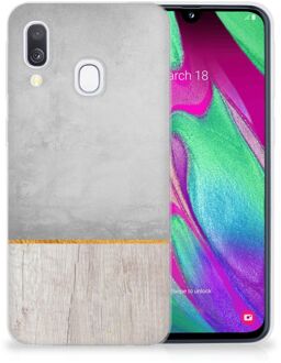 B2Ctelecom Samsung Galaxy A40 TPU-siliconen Hoesje Wood Concrete