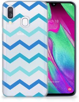 B2Ctelecom Samsung Galaxy A40 TPU Siliconen Hoesje Zigzag Blauw