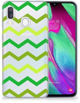 B2Ctelecom Samsung Galaxy A40 TPU Siliconen Hoesje Zigzag Groen