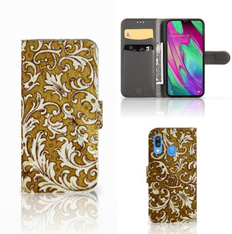 B2Ctelecom Samsung Galaxy A40 Wallet Case Barok Goud