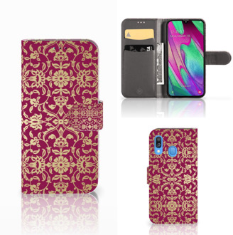 B2Ctelecom Samsung Galaxy A40 Wallet Case Barok Pink