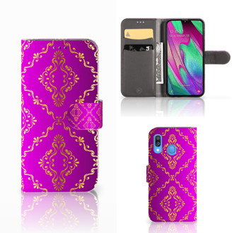 B2Ctelecom Samsung Galaxy A40 Wallet Case Barok Roze