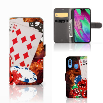 B2Ctelecom Samsung Galaxy A40 Wallet Case met Pasjes Casino