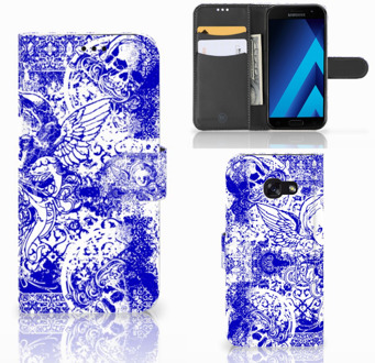 B2Ctelecom Samsung Galaxy A5 2017 Bookcase Hoesje Angel Skull Blue