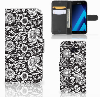 B2Ctelecom Samsung Galaxy A5 2017 Bookcase Hoesje Black Flowers