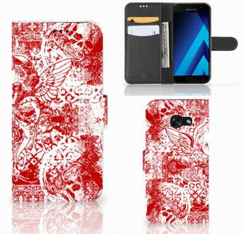 B2Ctelecom Samsung Galaxy A5 2017 Bookcase Hoesje Design Angel Skull Red