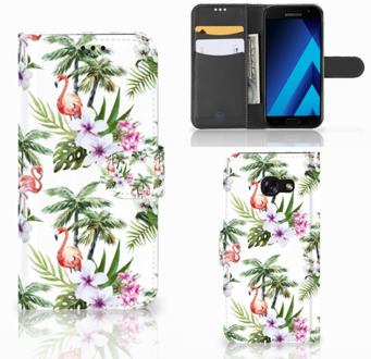 B2Ctelecom Samsung Galaxy A5 2017 Bookcase Hoesje Design Flamingo Palms