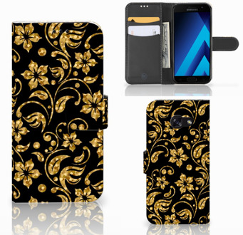 B2Ctelecom Samsung Galaxy A5 2017 Bookcase Hoesje Design Gouden Bloemen