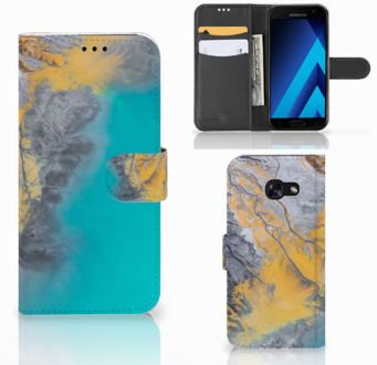 B2Ctelecom Samsung Galaxy A5 2017 Bookcase Hoesje Design Marble Blue Gold