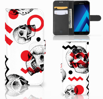 B2Ctelecom Samsung Galaxy A5 2017 Bookcase Hoesje Design Skull Red