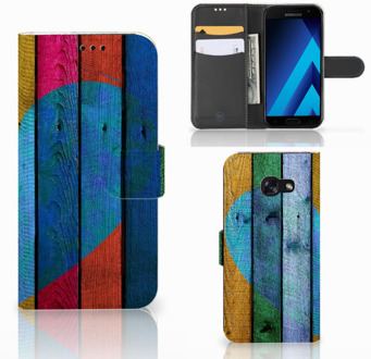 B2Ctelecom Samsung Galaxy A5 2017 Bookcase Hoesje Wood Heart