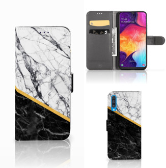 B2Ctelecom Samsung Galaxy A50 Bookcase Marble White Black