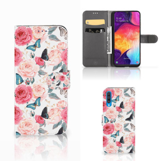 B2Ctelecom Samsung Galaxy A50 Hoesje Butterfly Roses