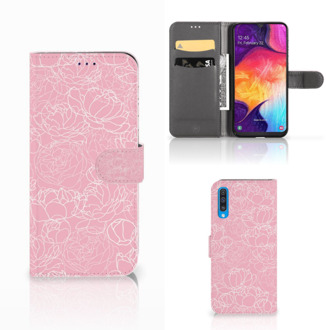 B2Ctelecom Samsung Galaxy A50 Hoesje White Flowers