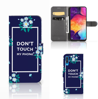 B2Ctelecom Samsung Galaxy A50 Portemonnee hoesje Flowers Blue DTMP