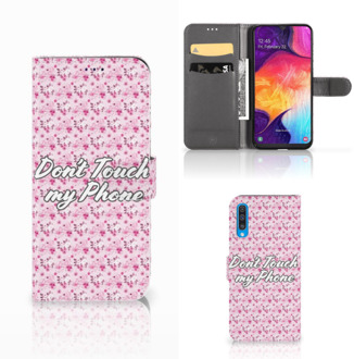 B2Ctelecom Samsung Galaxy A50 Portemonnee hoesje Flowers Pink DTMP