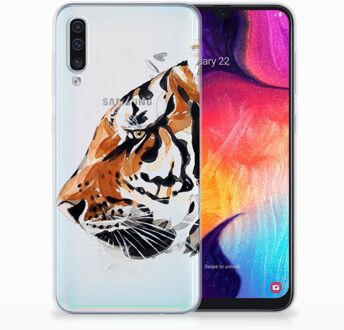 B2Ctelecom Samsung Galaxy A50 Siliconen Hoesje Watercolor Tiger