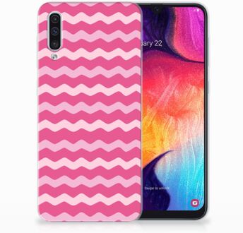 B2Ctelecom Samsung Galaxy A50 Siliconen Hoesje Waves Pink