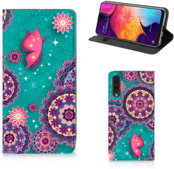 B2Ctelecom Samsung Galaxy A50 Standcase Hoesje Cirkels en Vlinders