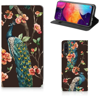 B2Ctelecom Samsung Galaxy A50 Standcase Hoesje Design Pauw met Bloemen