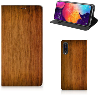 B2Ctelecom Samsung Galaxy A50 Standcase Hoesje Donker Hout