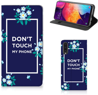 B2Ctelecom Samsung Galaxy A50 Standcase Hoesje Flowers Blue DTMP