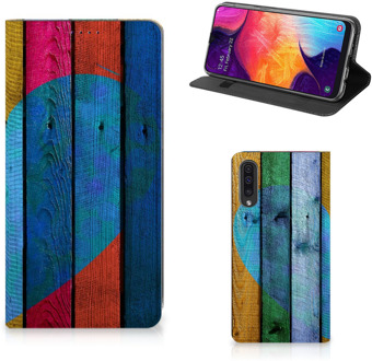 B2Ctelecom Samsung Galaxy A50 Standcase Hoesje Wood Heart