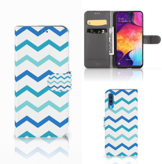 B2Ctelecom Samsung Galaxy A50 Telefoon Hoesje Zigzag Blauw