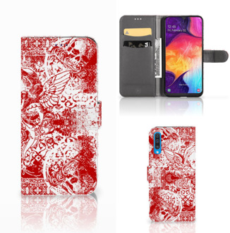 B2Ctelecom Samsung Galaxy A50 Telefoonhoesje met Naam Angel Skull Red