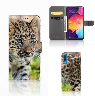 B2Ctelecom Samsung Galaxy A50 Telefoonhoesje met Pasjes Baby Luipaard