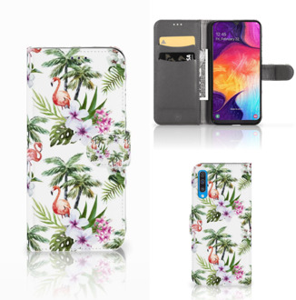 B2Ctelecom Samsung Galaxy A50 Telefoonhoesje met Pasjes Flamingo Palms