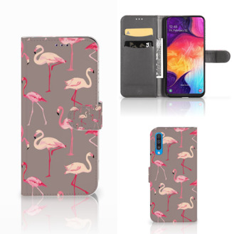 B2Ctelecom Samsung Galaxy A50 Telefoonhoesje met Pasjes Flamingo