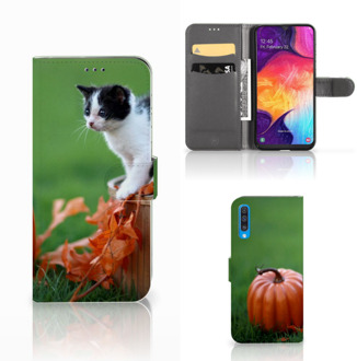 B2Ctelecom Samsung Galaxy A50 Telefoonhoesje met Pasjes Kitten