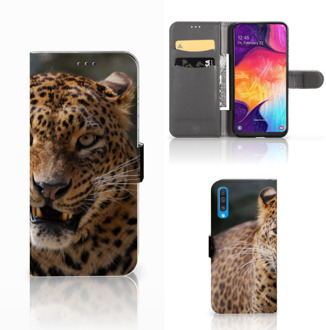 B2Ctelecom Samsung Galaxy A50 Telefoonhoesje met Pasjes Luipaard