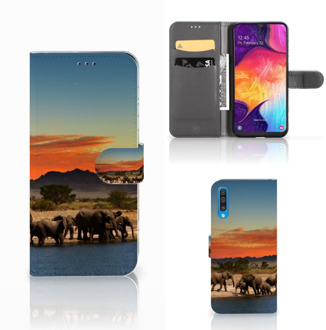 B2Ctelecom Samsung Galaxy A50 Telefoonhoesje met Pasjes Olifanten