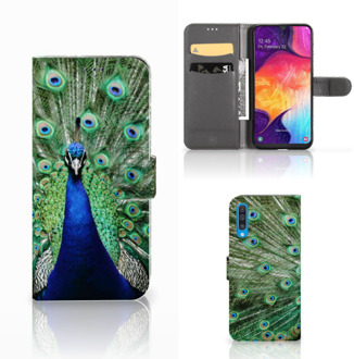 B2Ctelecom Samsung Galaxy A50 Telefoonhoesje met Pasjes Pauw