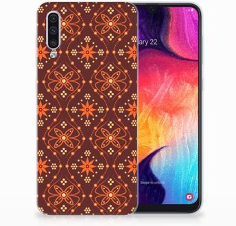 B2Ctelecom Samsung Galaxy A50 TPU Hoesje Batik Brown