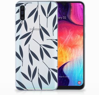 B2Ctelecom Samsung Galaxy A50 TPU Hoesje Design Leaves Blue