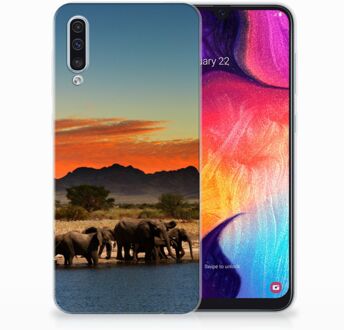 B2Ctelecom Samsung Galaxy A50 TPU Hoesje Design Olifanten