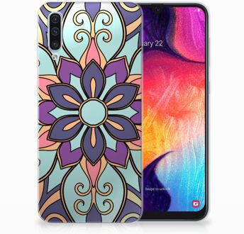 B2Ctelecom Samsung Galaxy A50 TPU Hoesje Design Purple Flower