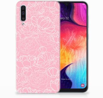 B2Ctelecom Samsung Galaxy A50 TPU Hoesje Design White Flowers