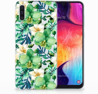 B2Ctelecom Samsung Galaxy A50 TPU Hoesje Orchidee Groen