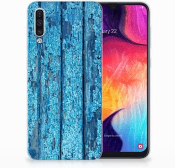 B2Ctelecom Samsung Galaxy A50 TPU Hoesje Wood Blue