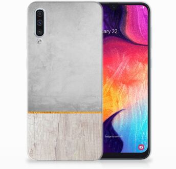 B2Ctelecom Samsung Galaxy A50 TPU Hoesje Wood Concrete