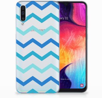 B2Ctelecom Samsung Galaxy A50 TPU Hoesje Zigzag Blauw