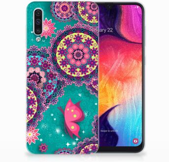 B2Ctelecom Samsung Galaxy A50 TPU-siliconen Hoesje Cirkels en Vlinders